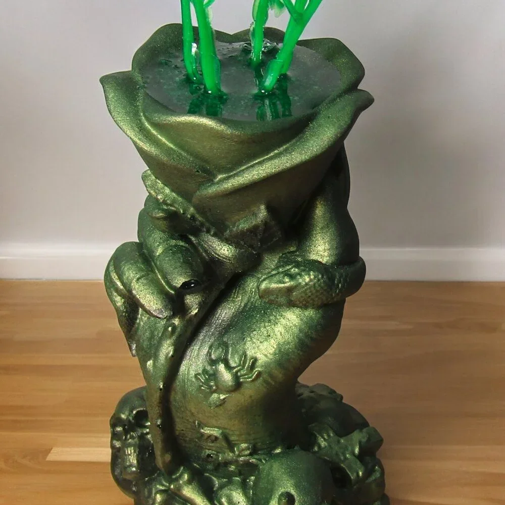 Aquarium Decoration - Creepy Hand with Green Fern Plant.